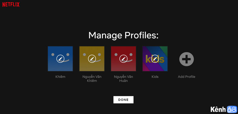 profiles trên Netflix
