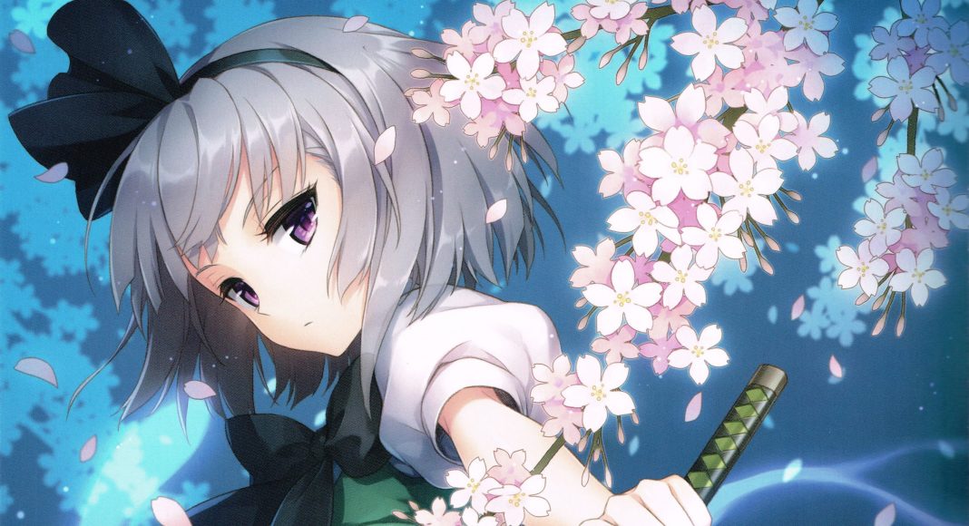 hình ảnh anime girl buồn với hoa anh đào